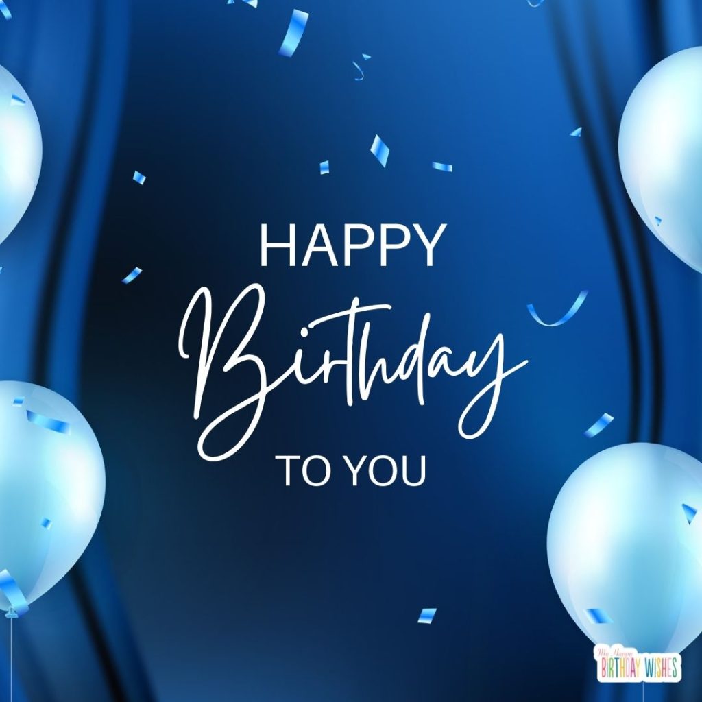 funny happy birthday - blue and balloons birthday card
