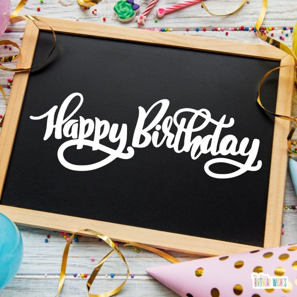 funny happy birthday - birthday card in a board and confetti