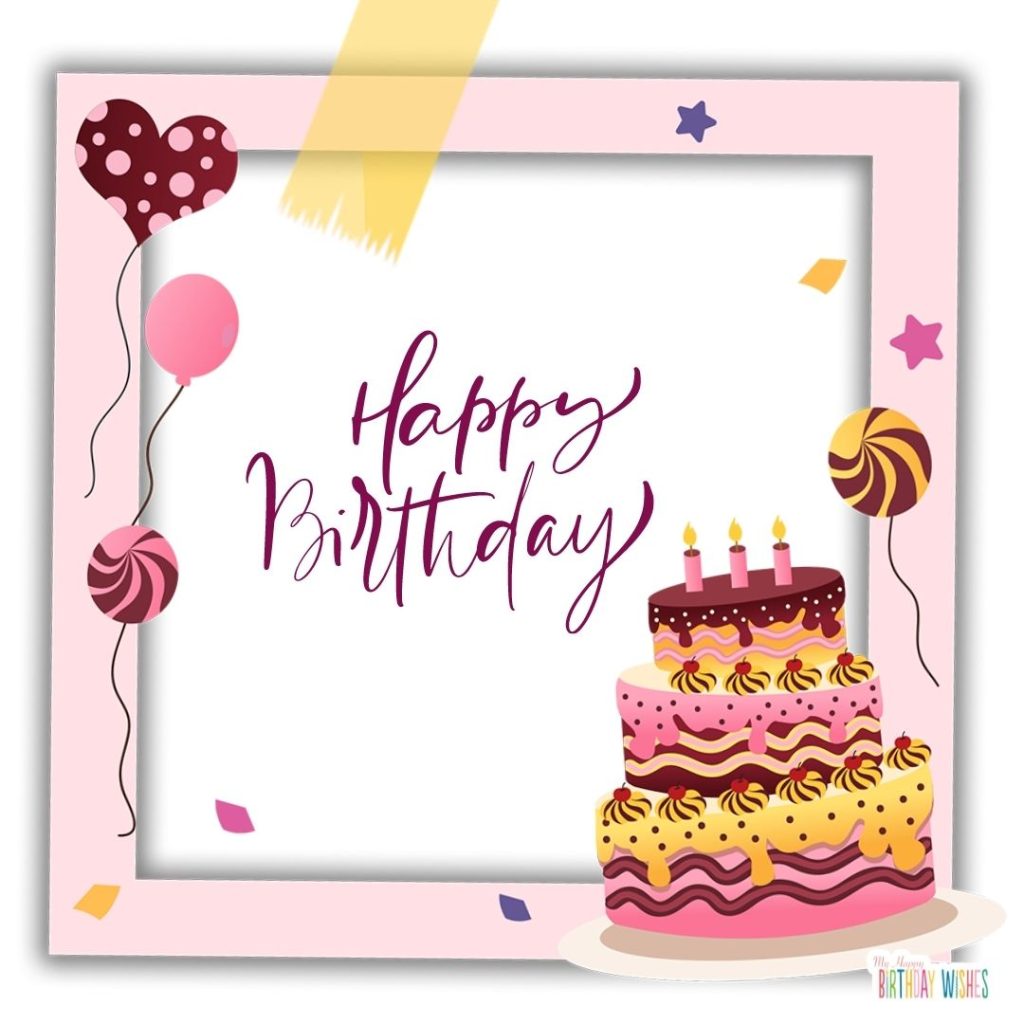 funny happy birthday - birthday card with cake and candies birthday card