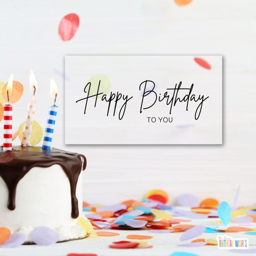 funny happy birthday - birthday card with delicious cake image