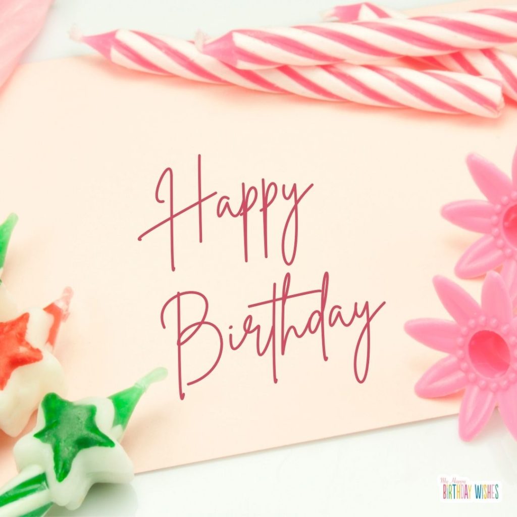 birthday card with candles and star candies