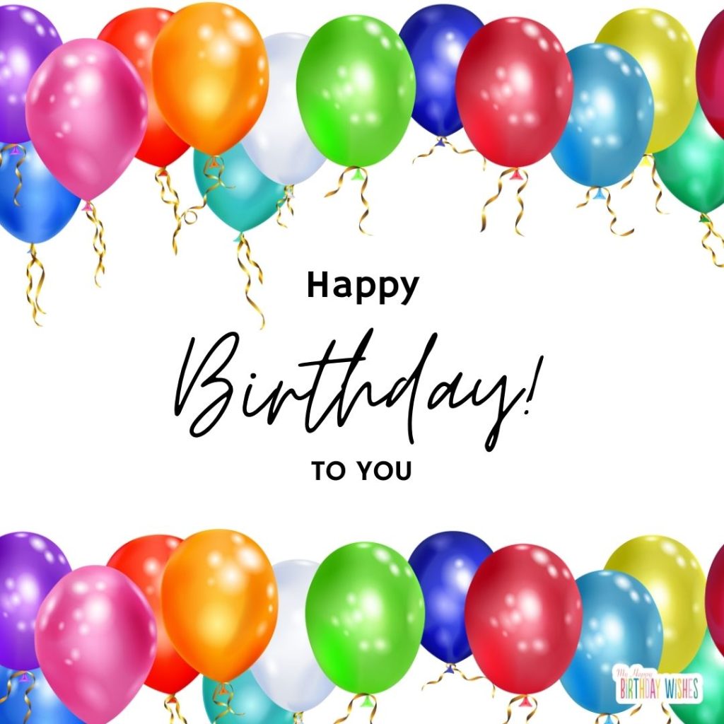 minimal white design birthday card with balloons