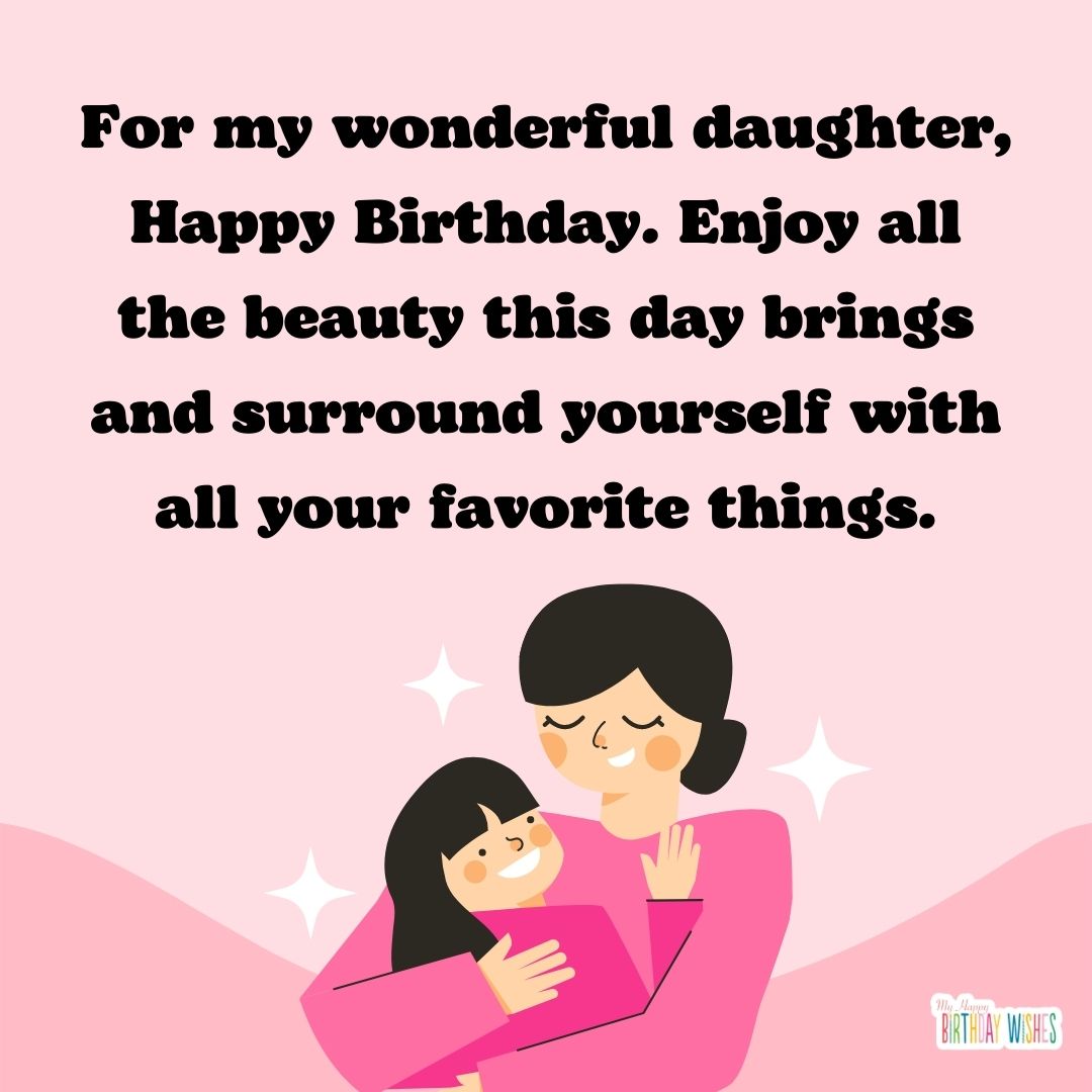 happy mother and daughter animated character birthday card for daughter