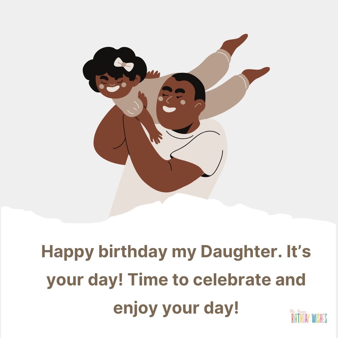 daughter and father animated character birthday card for daughter