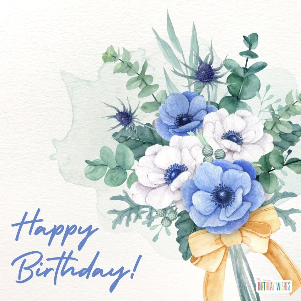 birthday card with bouquet design flowers