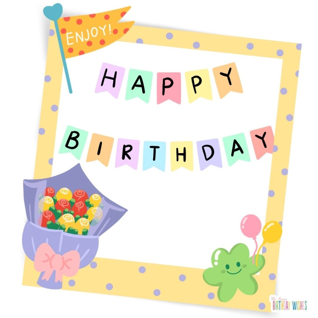 cute birthday card design with hanging confetti