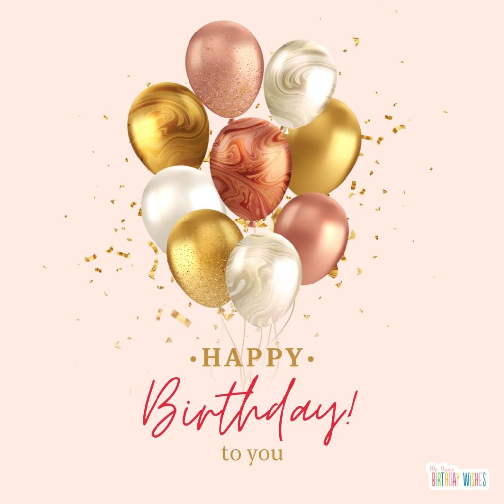 realistic balloons birthday card and confetti
