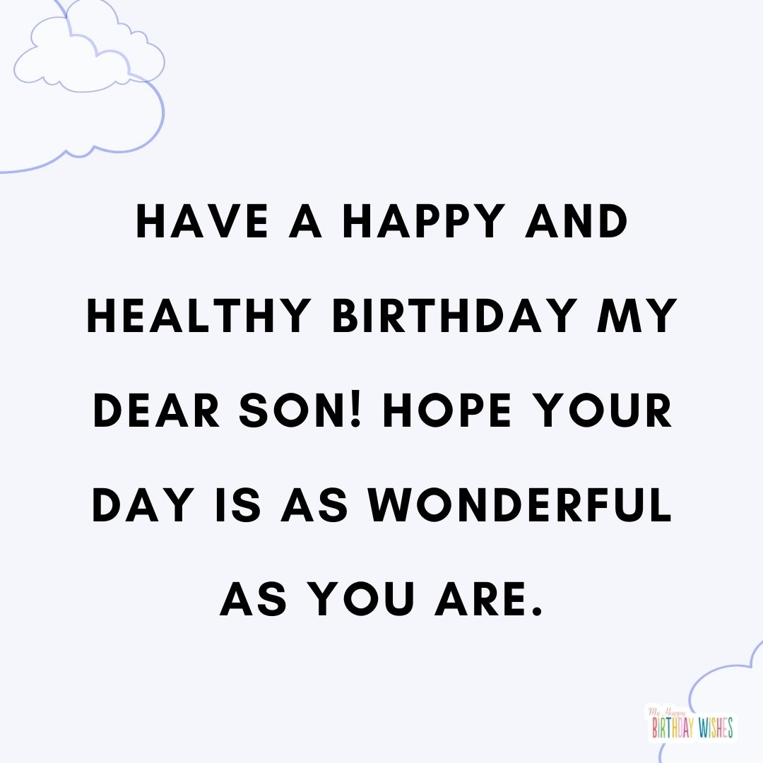 minimal white birthday card for son with clouds