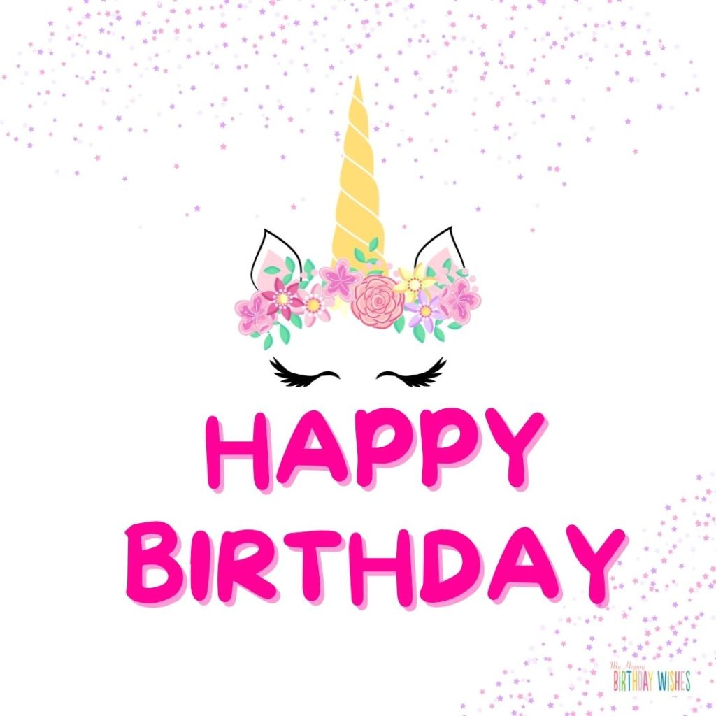 Unicorn design birthday card with glitters