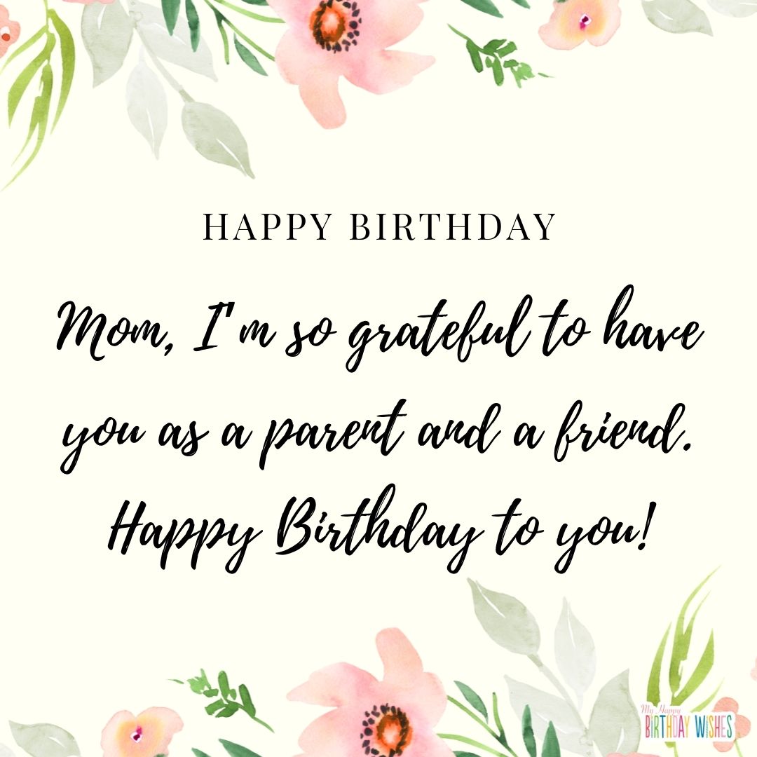 flower minimal design birthday card for mom