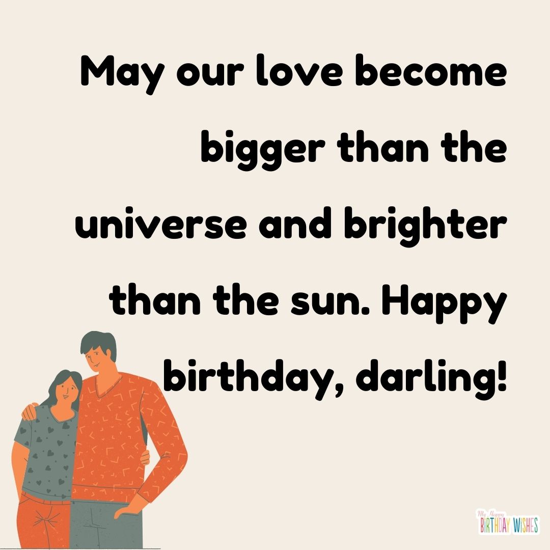 minimal typography birthday card for lover with animated couples