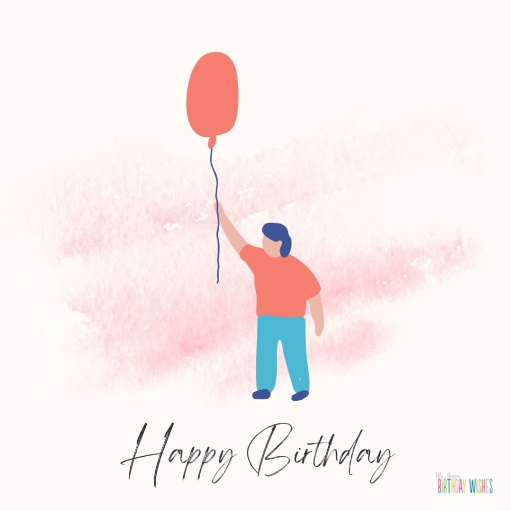 birthday card with gradient pink man animated character