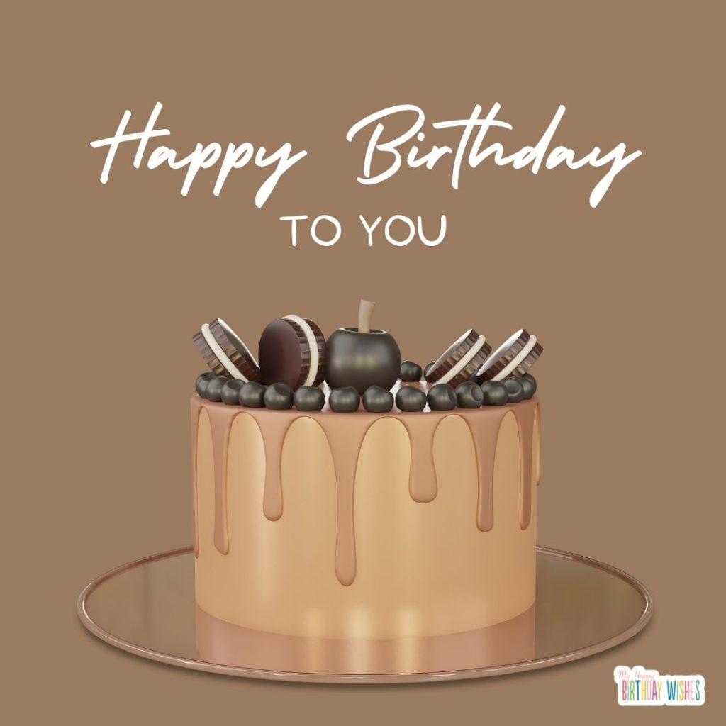 brown design themed birthday card with cake