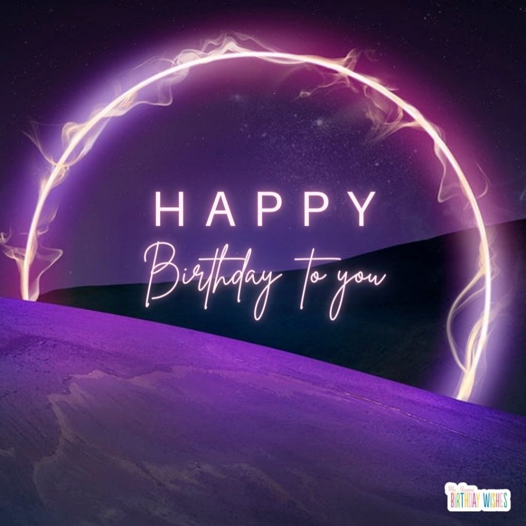 neon violet themed birthday card