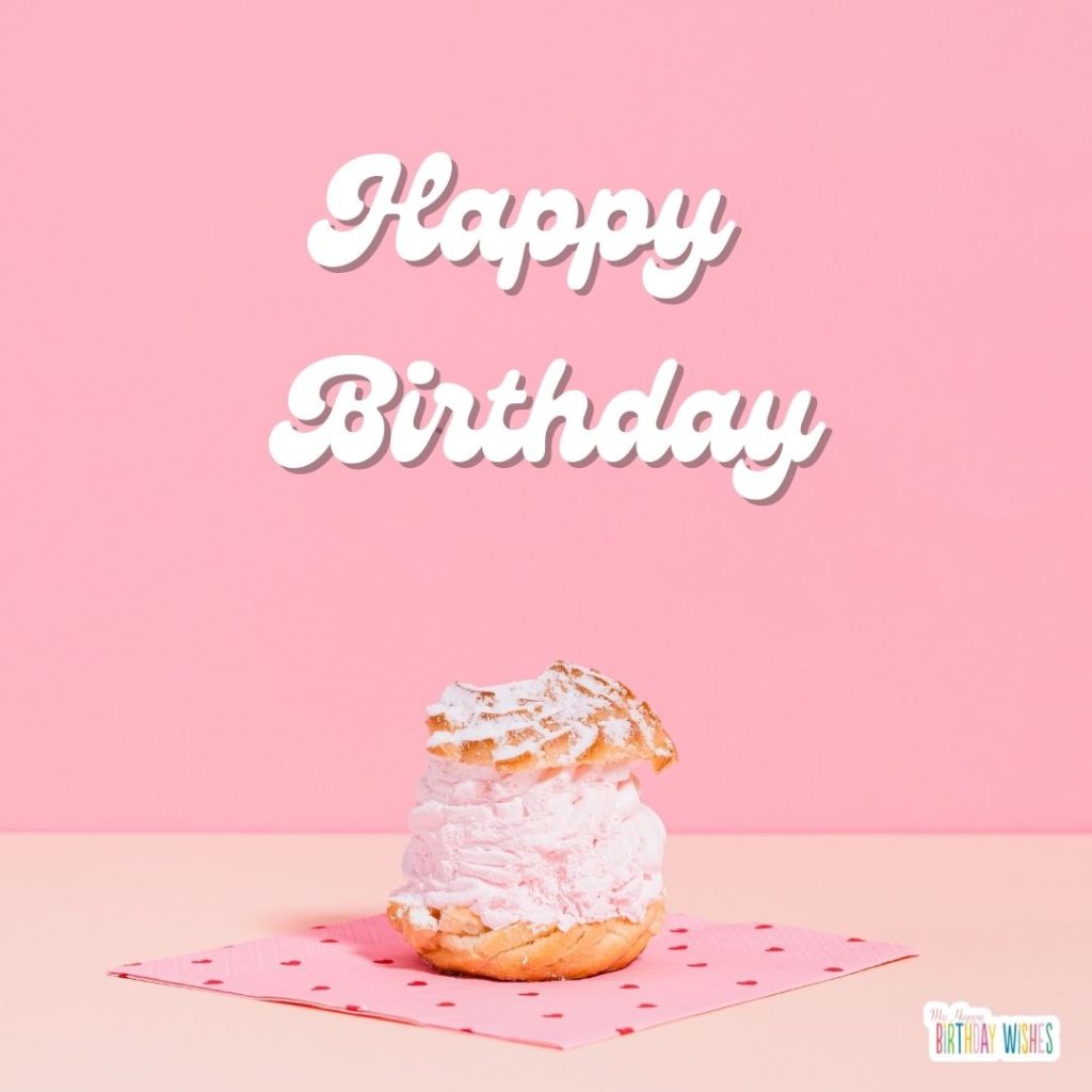 realistic pink with bread birthday card