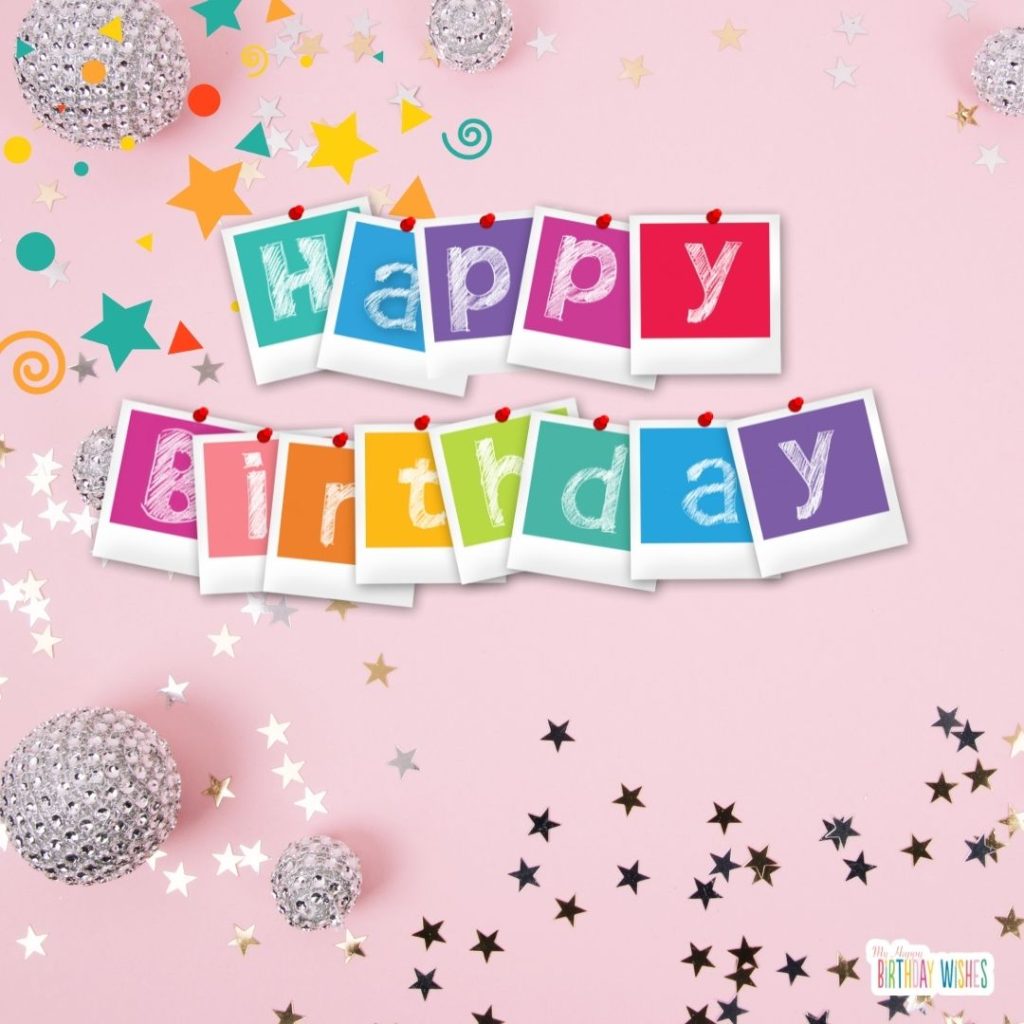 birthday card with stickers and silver
