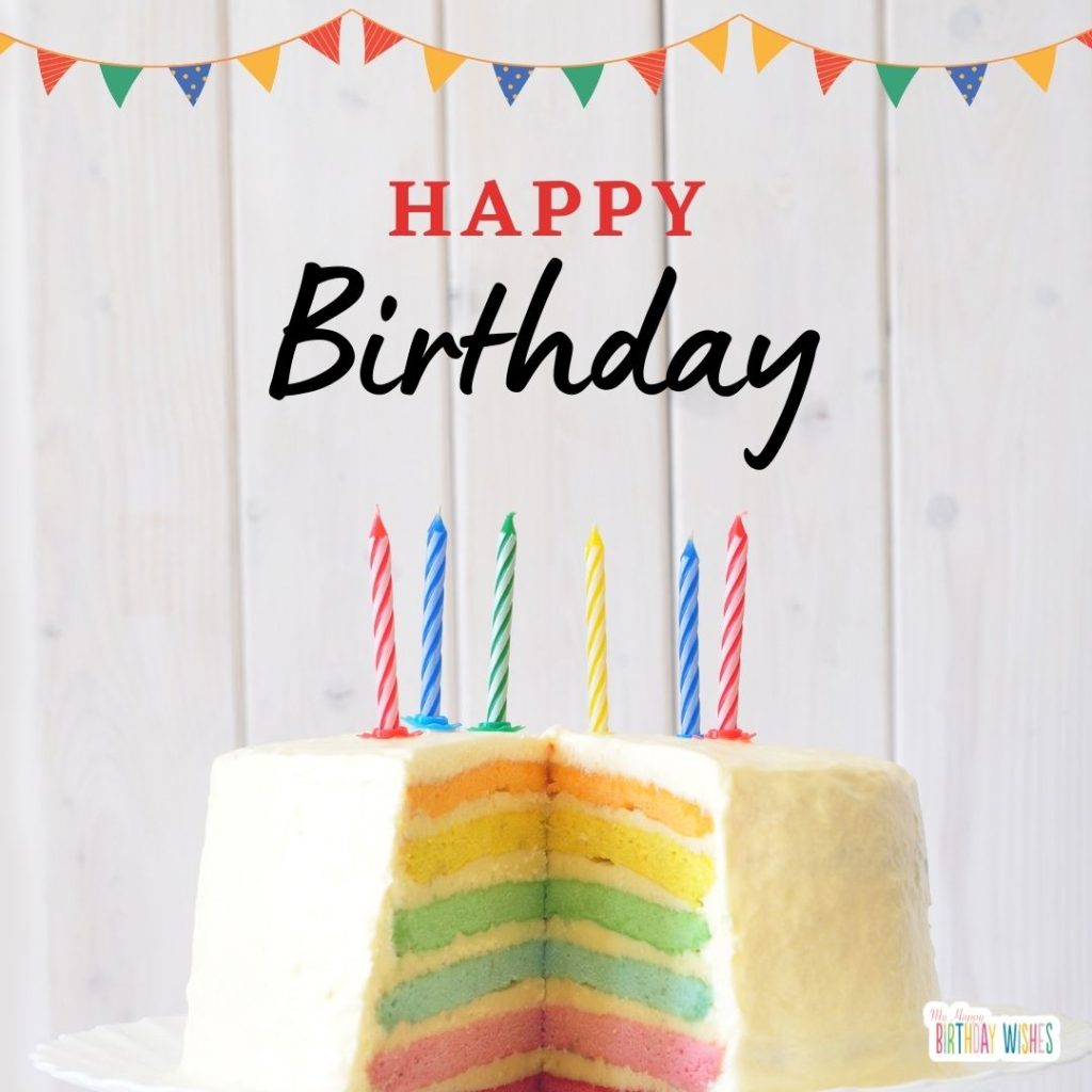 birthday card with rainbow cake