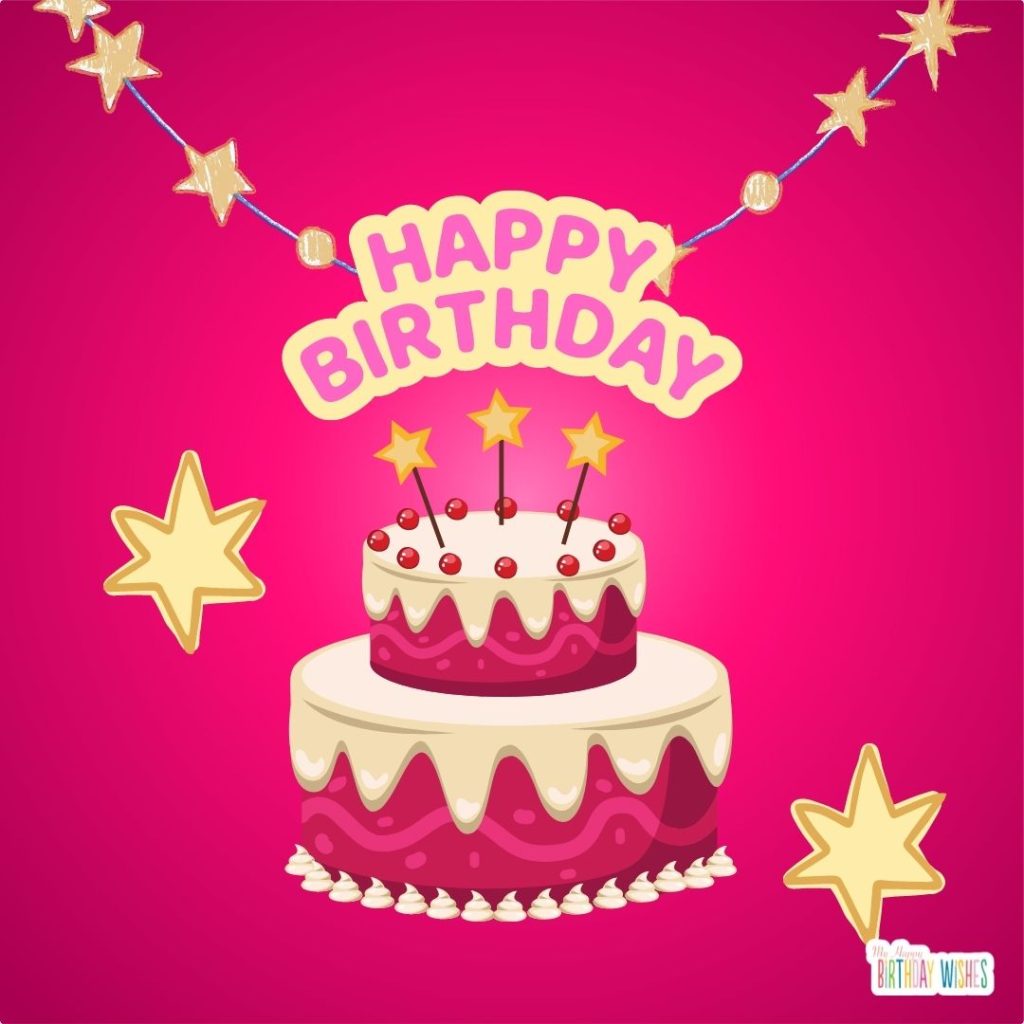 birthday card with sticker and animated cake