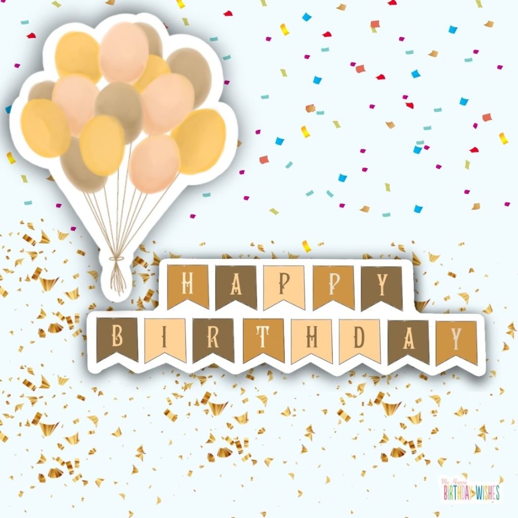 rustic birthday sticker with balloons birthday card