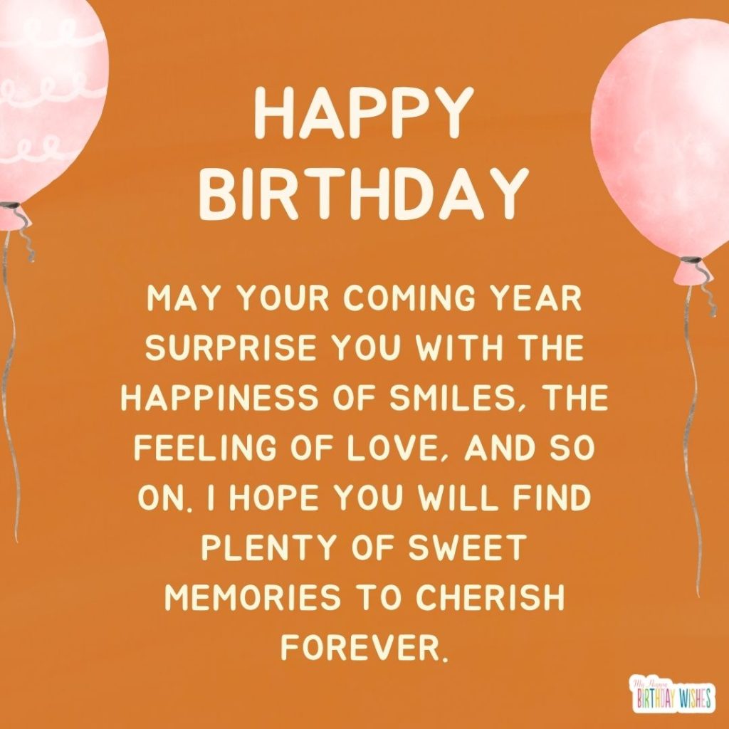 orange and balloons themed birthday greetings card