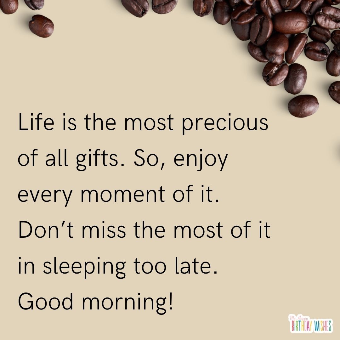 coffee beans design morning quote