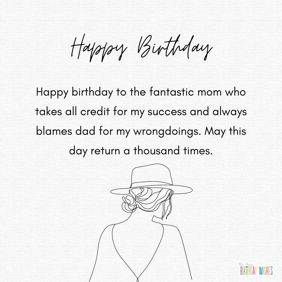 simple monoline design birthday card for mom