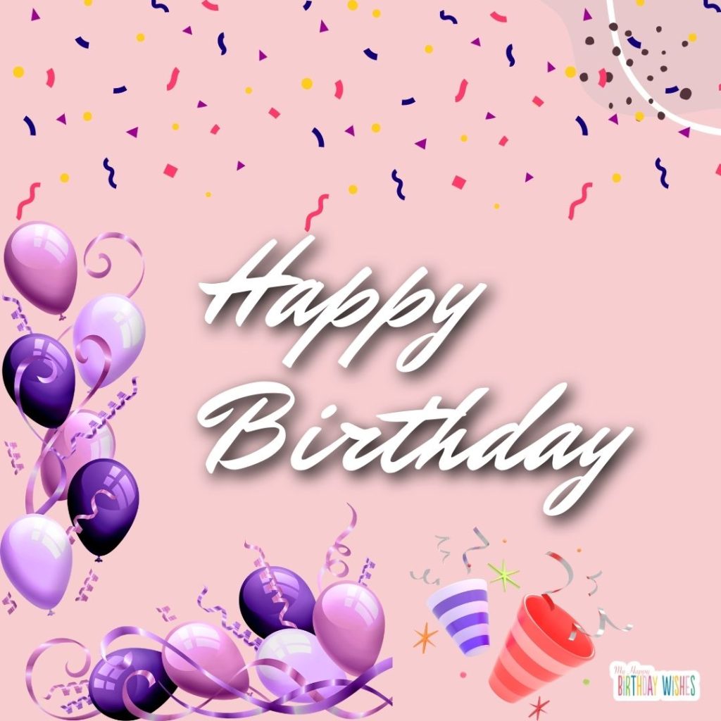 Violet poppers and confetti birthday card design