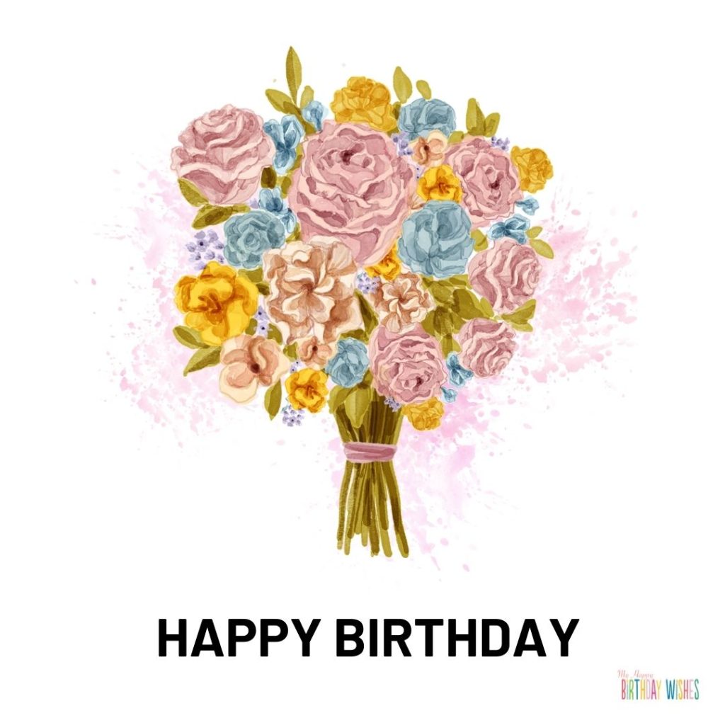 single bouquet flower birthday card