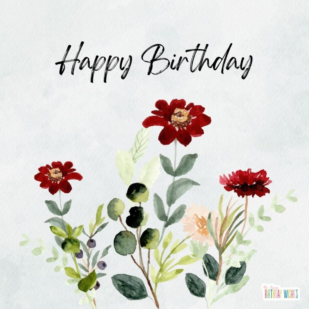 birthday card with water color minimal roses