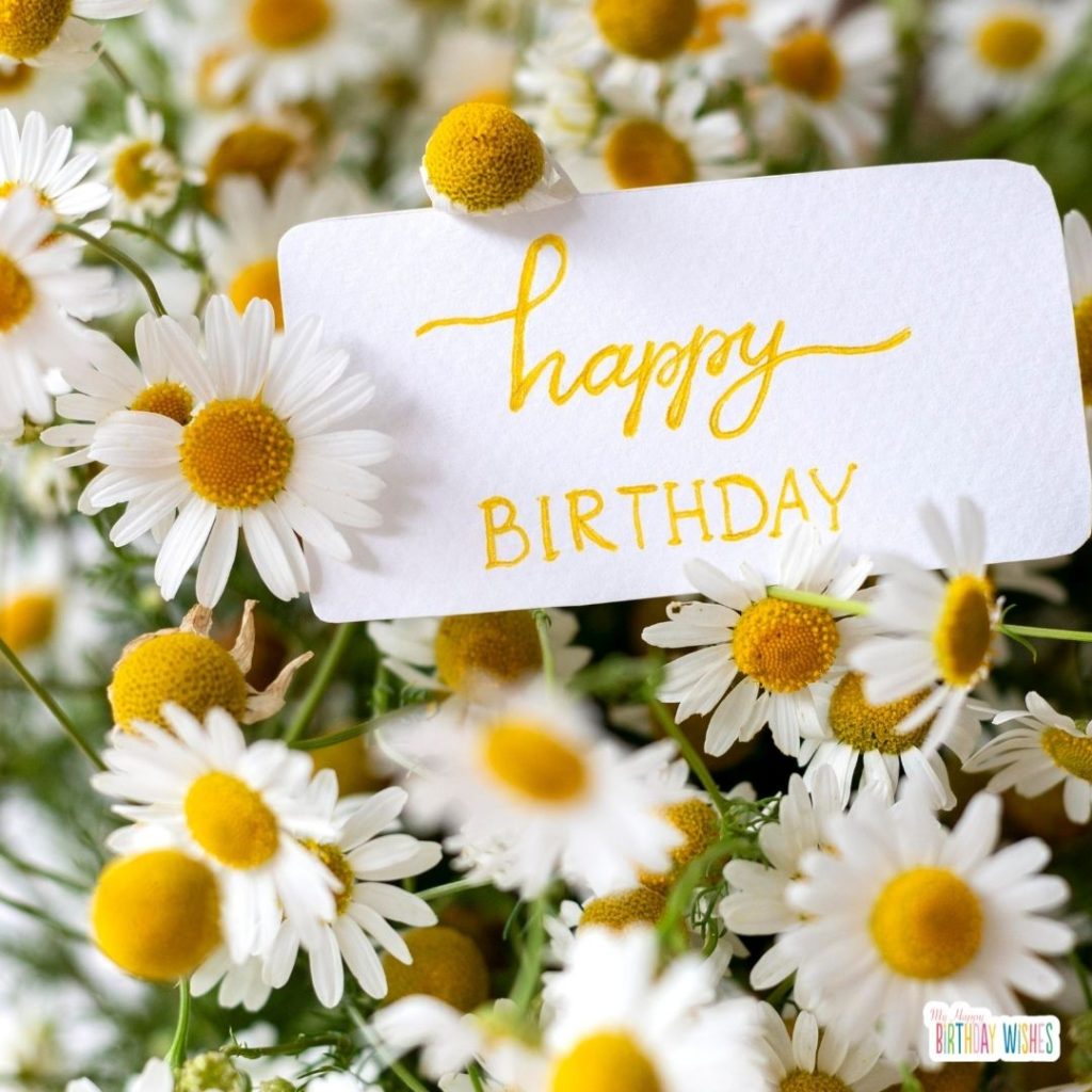 white flowers and lettering birthday card