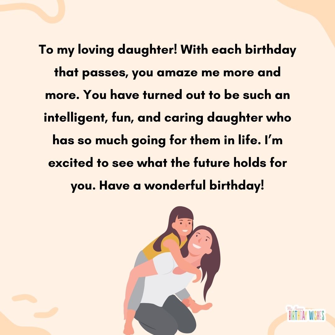 happy mom and daughter animated character birthday card for daughter