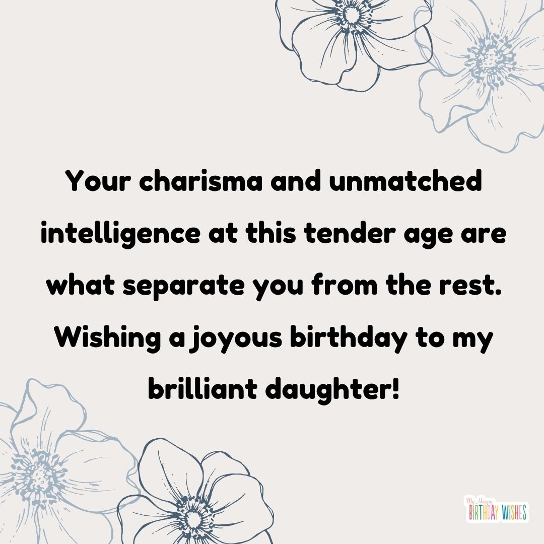 flower monoline themed birthday card for daughter