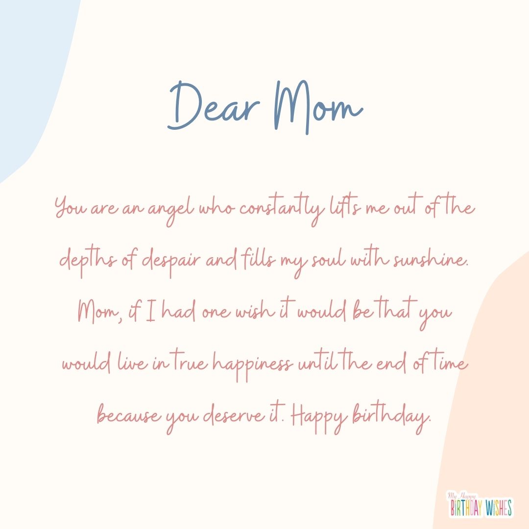 letter birthday card for mom minimal design