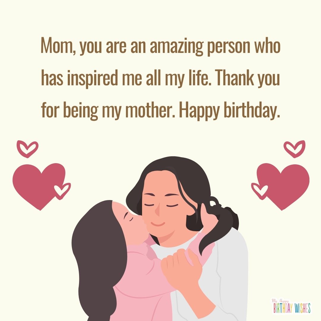to an amazing mom birthday card with daughter and mom illustrated character