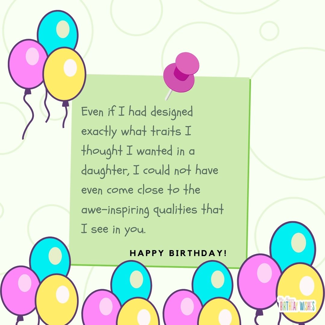 pin and balloons design birthday card for daughter