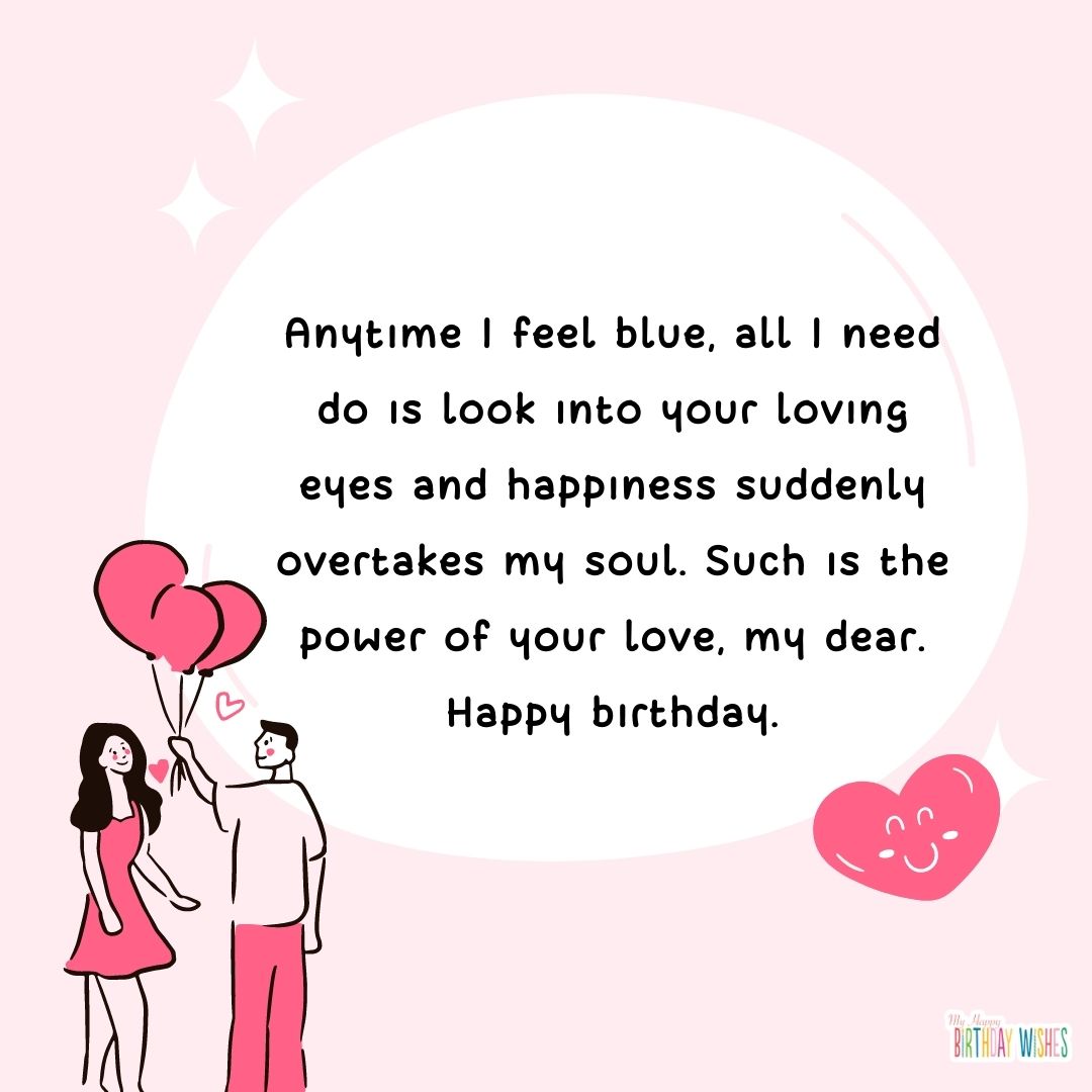 sweet birthday card for lover with hearts and animated couples