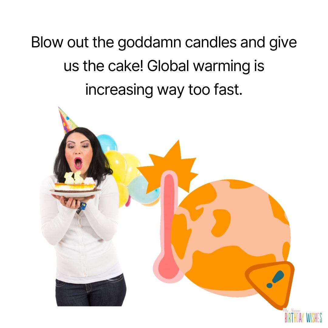 Blowing cake with earth warming