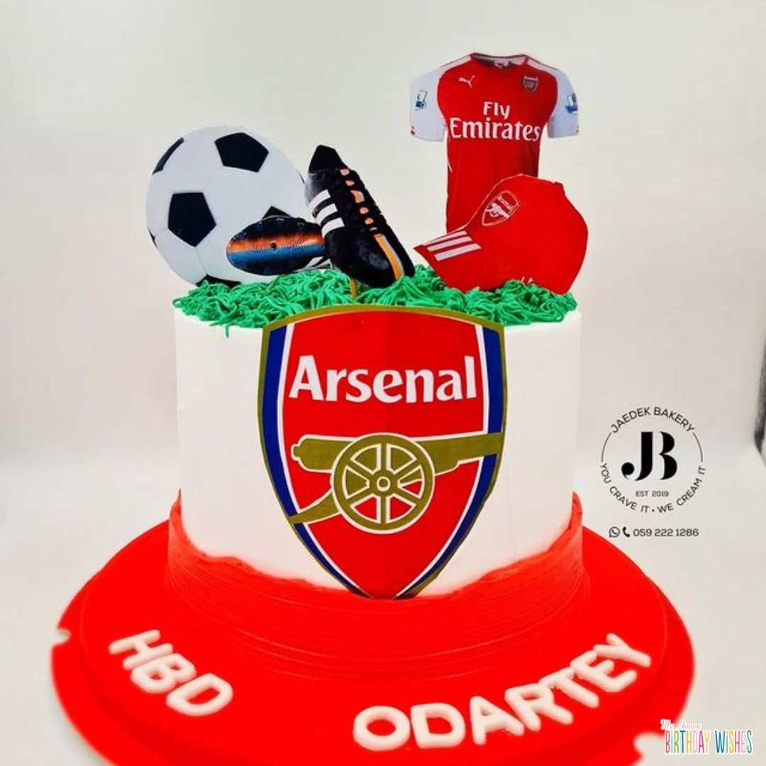 Football Inspired Cake in white and red