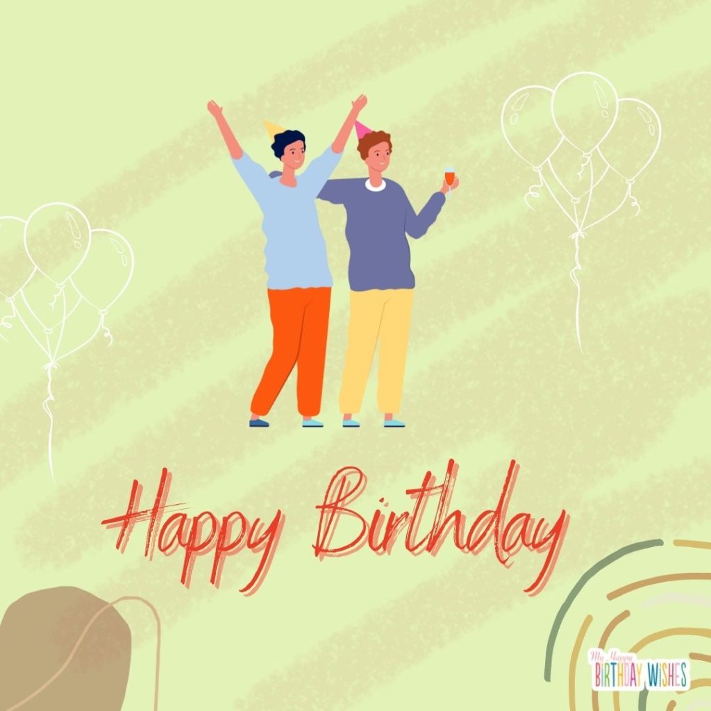 birthday card to send with people celebrating and green themed