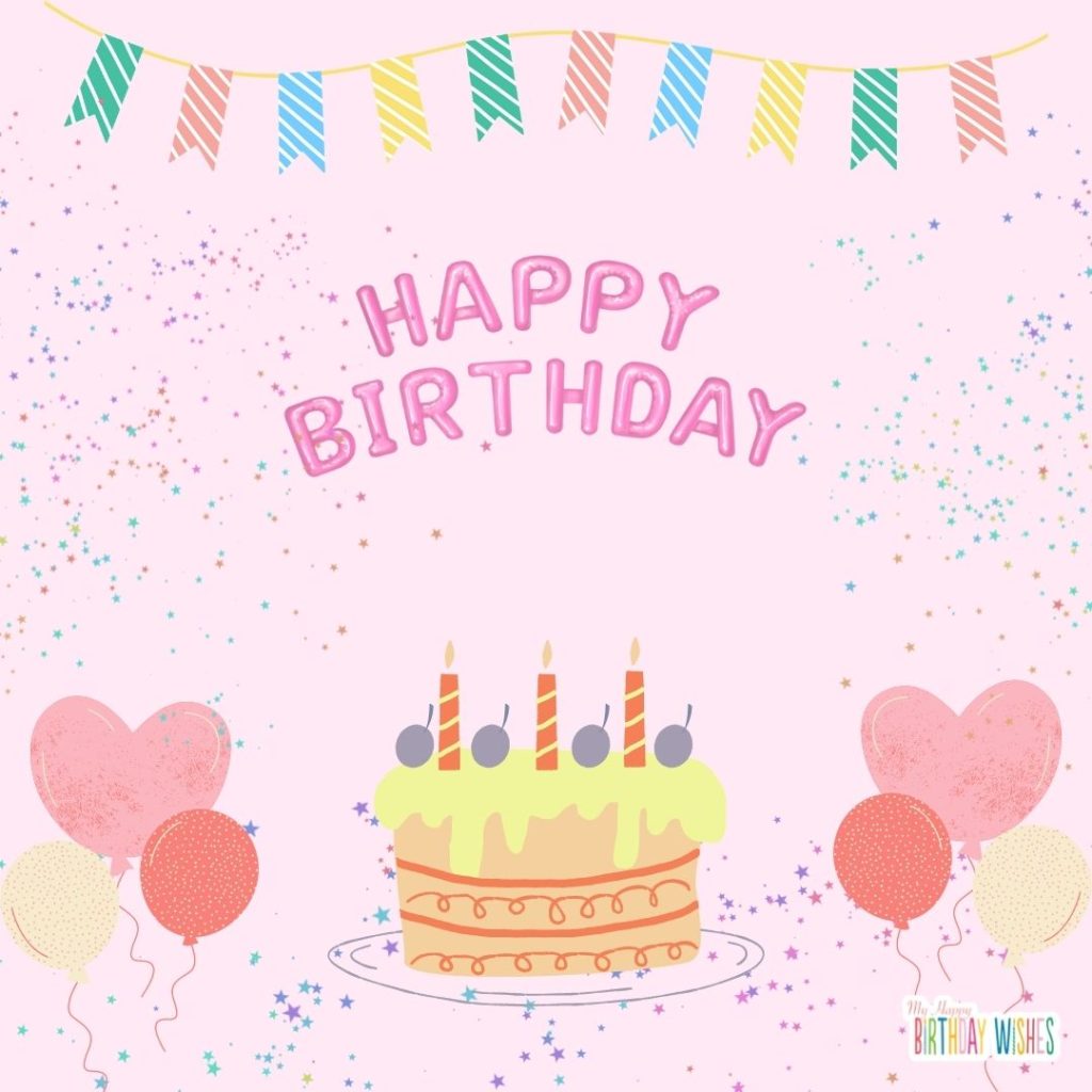 birthday card happy birthday lettering pink themed