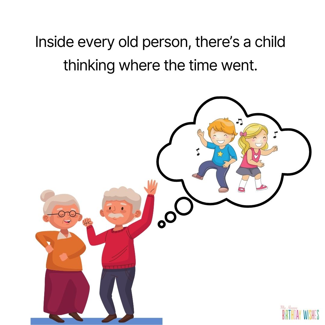 Old people dancing while thinking on younger days