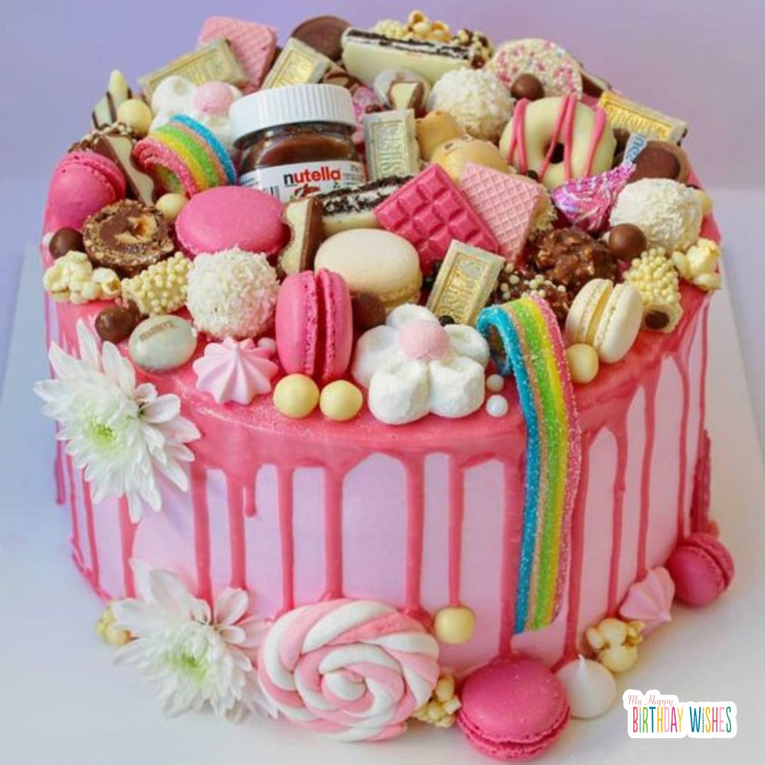 birthday cake with all the sweet treats toppings