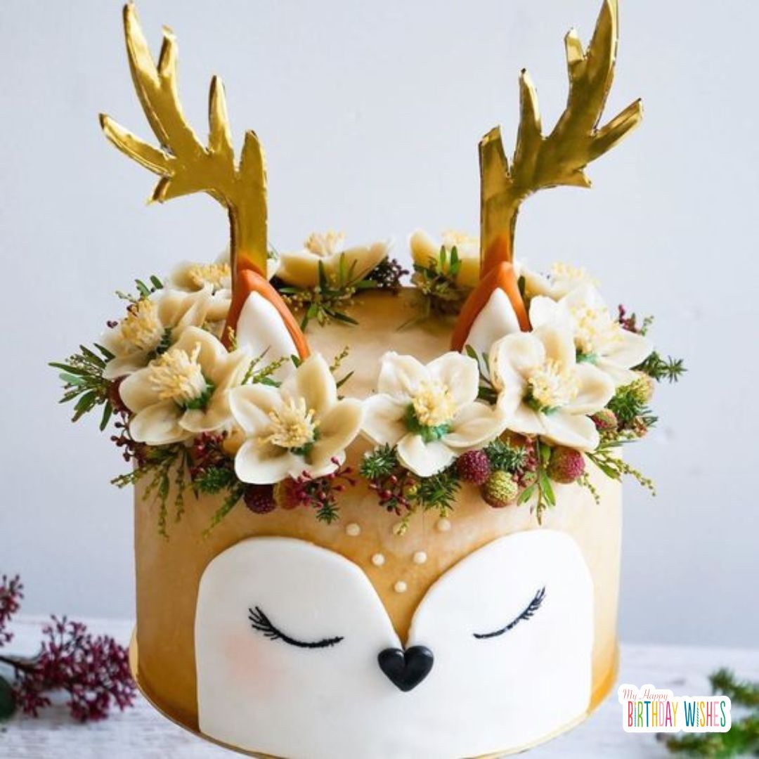 birthday cake with deer inspired and shining horn Birthday Cakes for Girls
