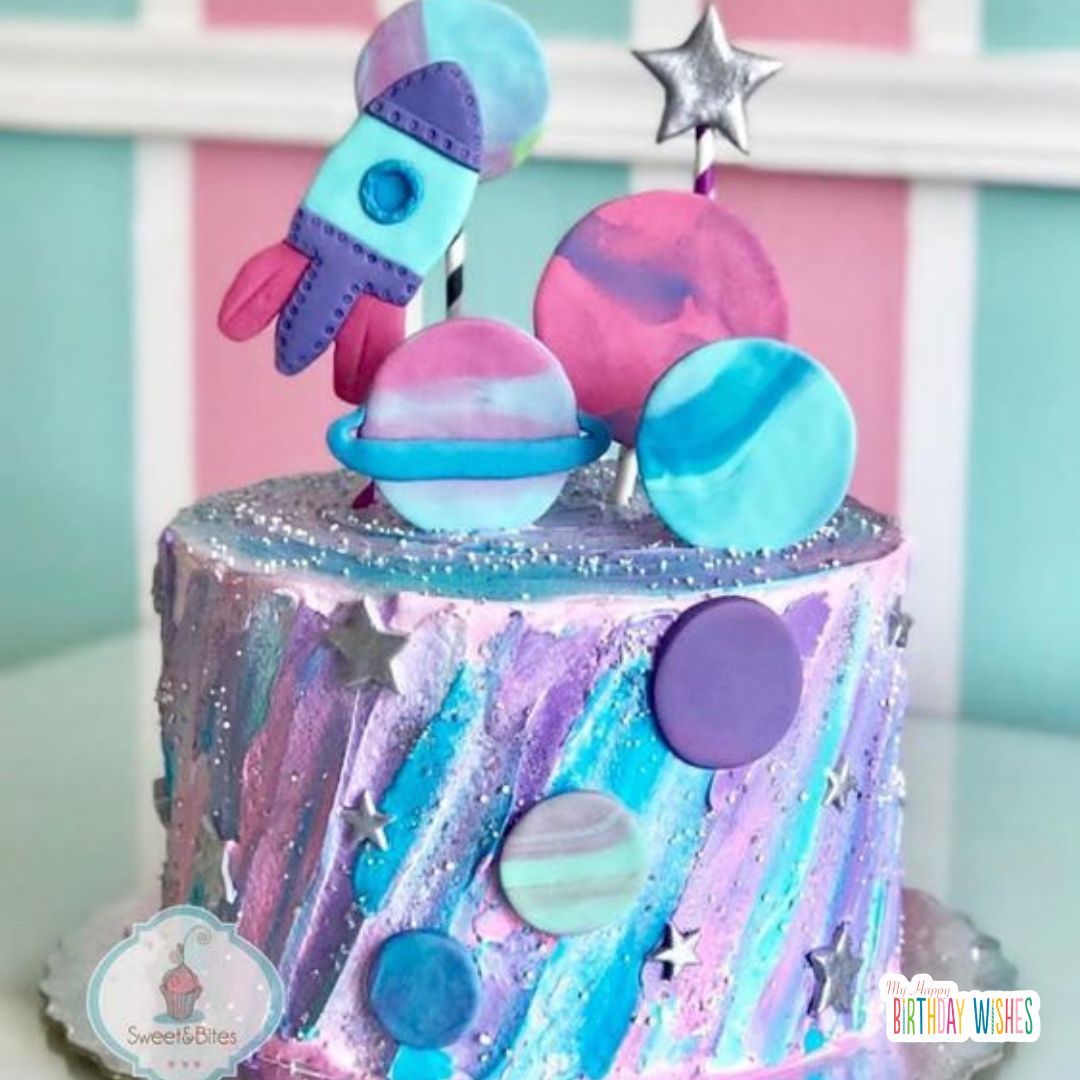 birthday cake with rockets and planets Birthday Cakes for Girls