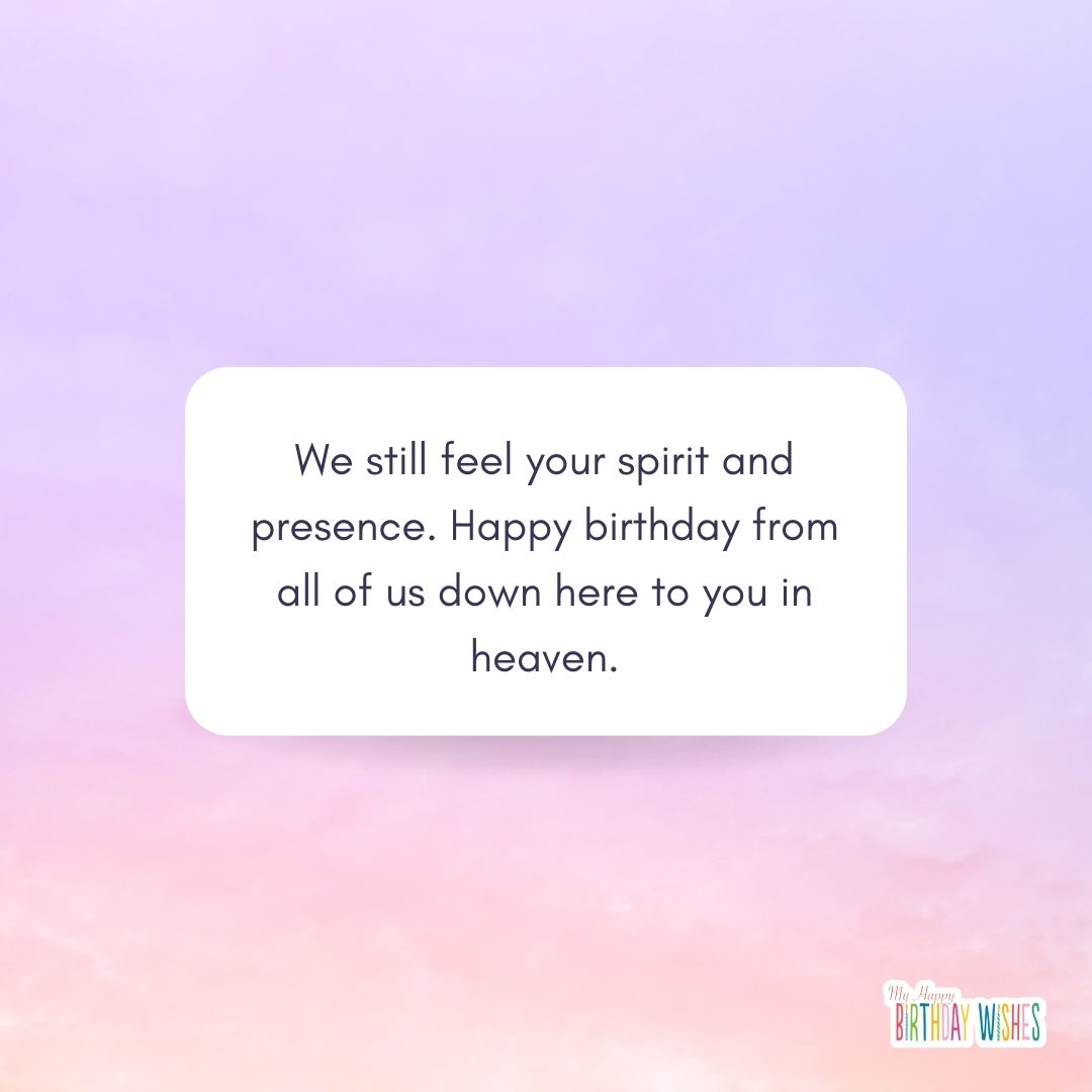 gradient pink and purple birthday wish in heaven