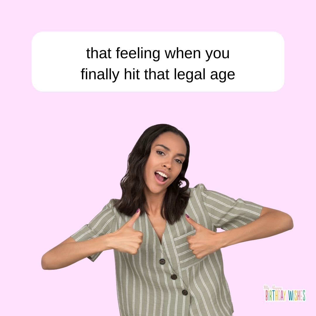 girl thumbs up pink background birthday meme