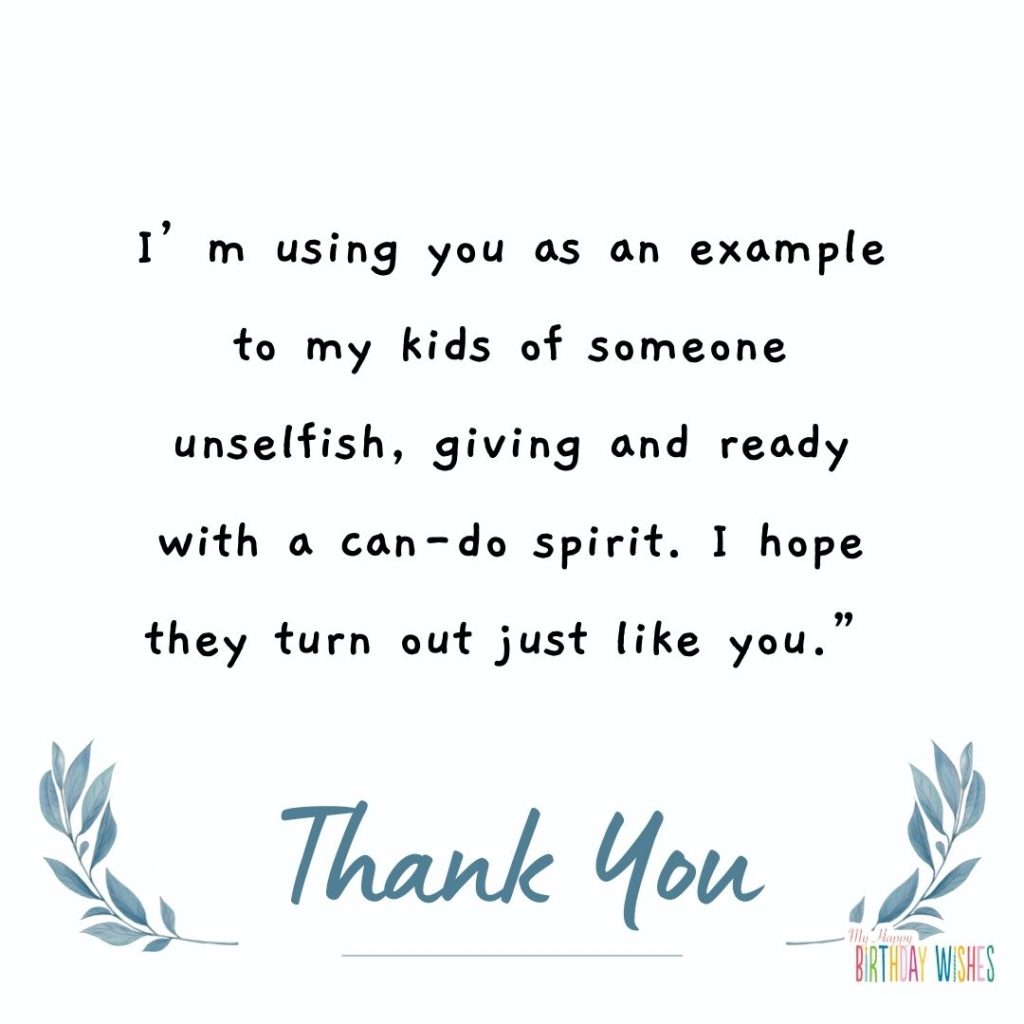 thank you card with clean white and blue leaves