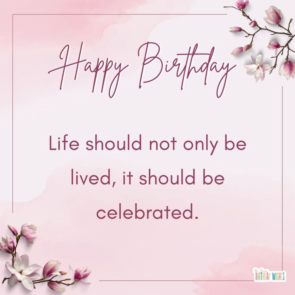 pink and blossom birthday card design