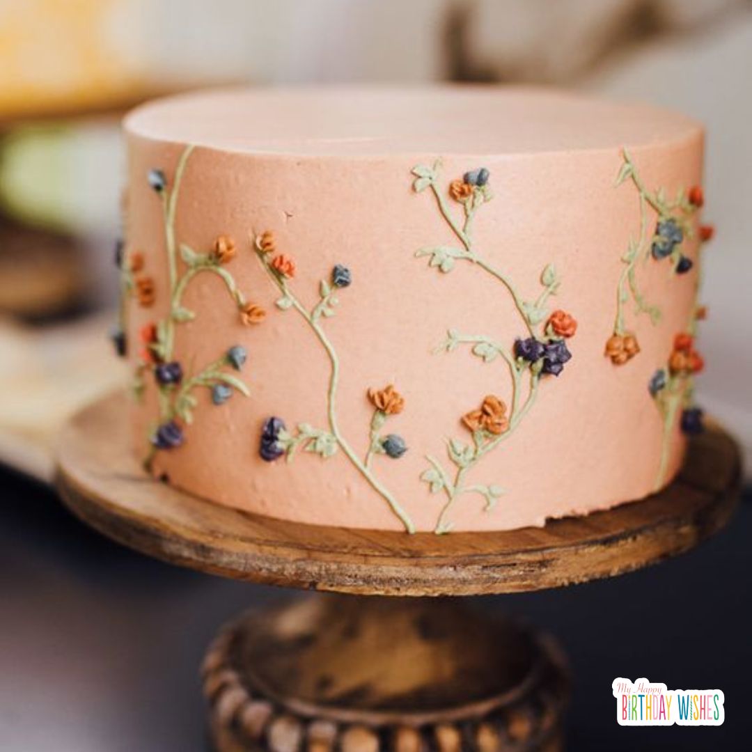 birthday cake peach and flower design Birthday Cakes for Girls