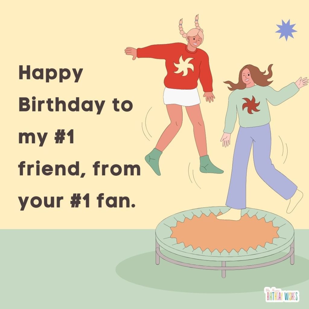 birthday card for a friend with two isometric people jumping in a trampoline